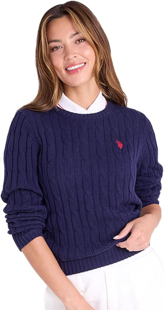 U.S. Polo Assn. Women's Crew Neck Sweaters – Raglan, Cable Knit & Striped | Amazon (US)