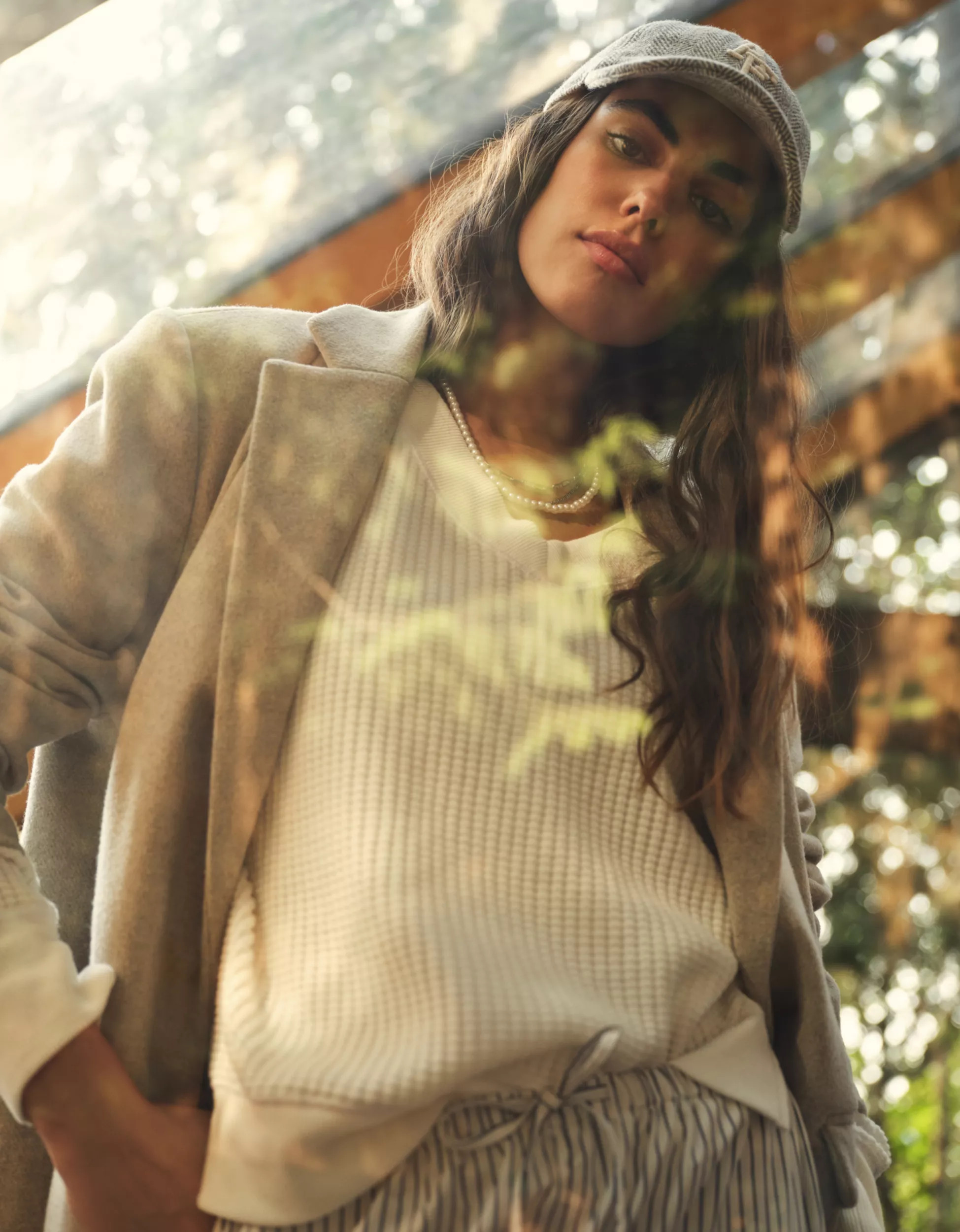 AE Big Hug V-Neck Waffle Sweatshirt | American Eagle Outfitters (US & CA)