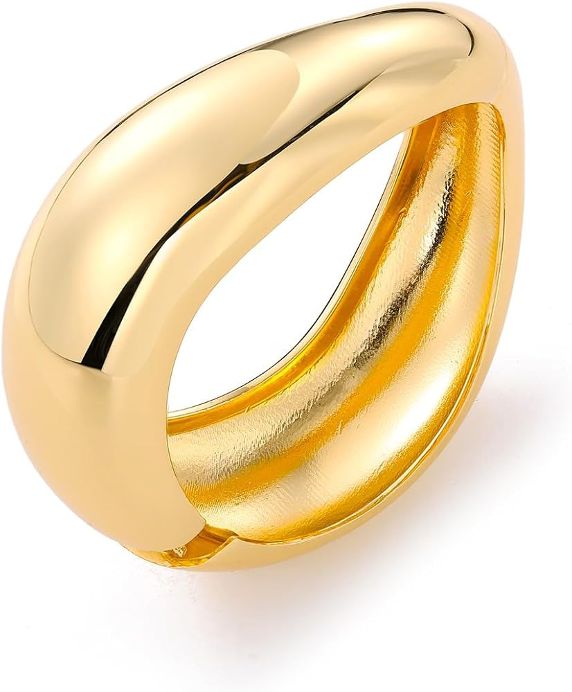 KISS WIFE Gold Bangles for Women, Chunky Gold Cuff Bracelets, Trendy Irregular Minimalist Open Wi... | Amazon (US)