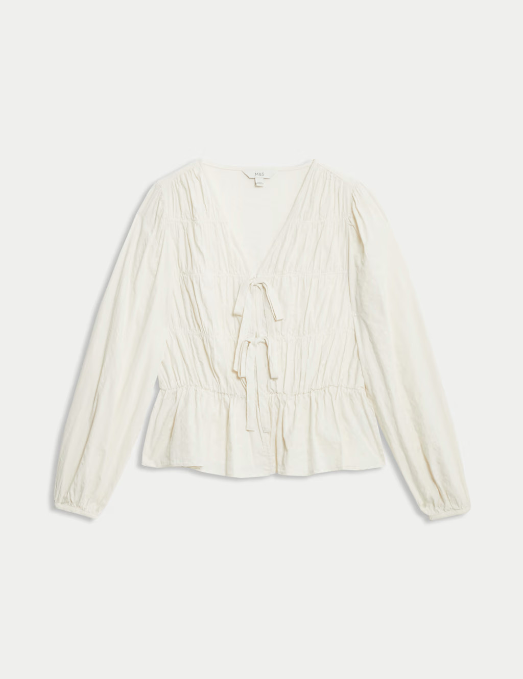 Cotton Rich Tie Front Blouse | Marks & Spencer (UK)