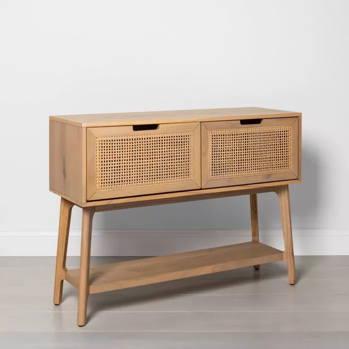 Wood & Cane Console Table with Pull-Down Drawers - Hearth & Hand™ with Magnolia | Target