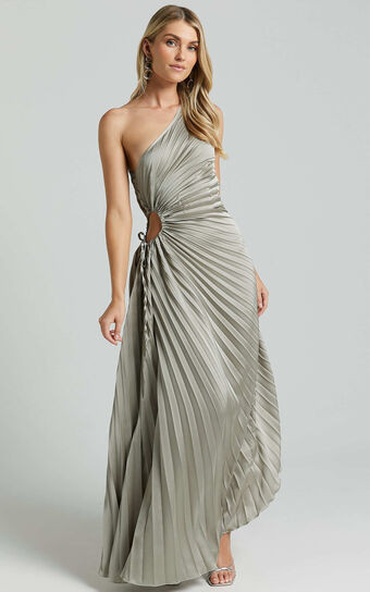 Kitsune Midi Dress - One Shoulder Cut Out Dress in Sage | Showpo (US, UK & Europe)