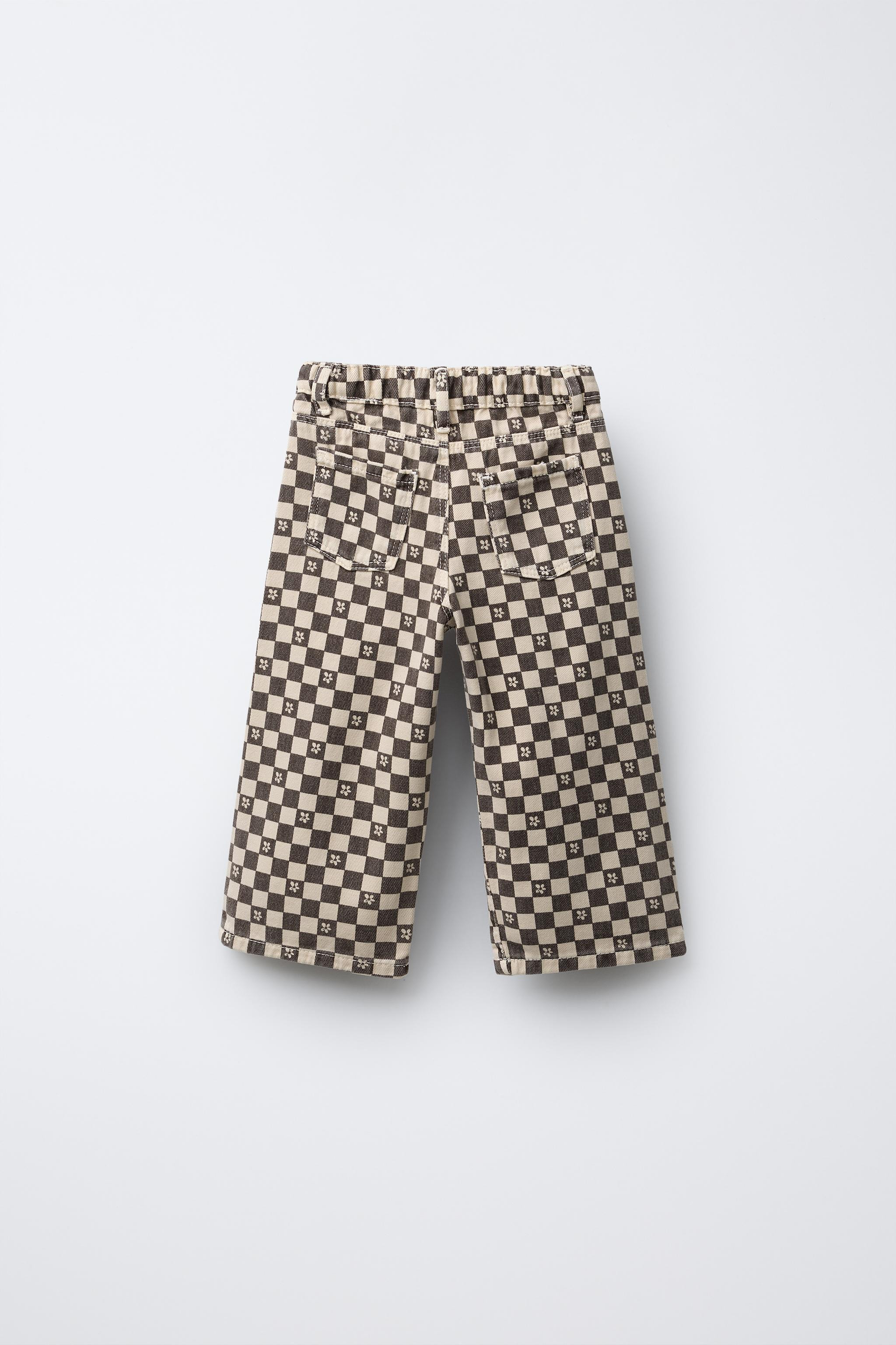 TWILL CULOTTE PANTS WITH CHECKERBOARD PRINT | Zara US