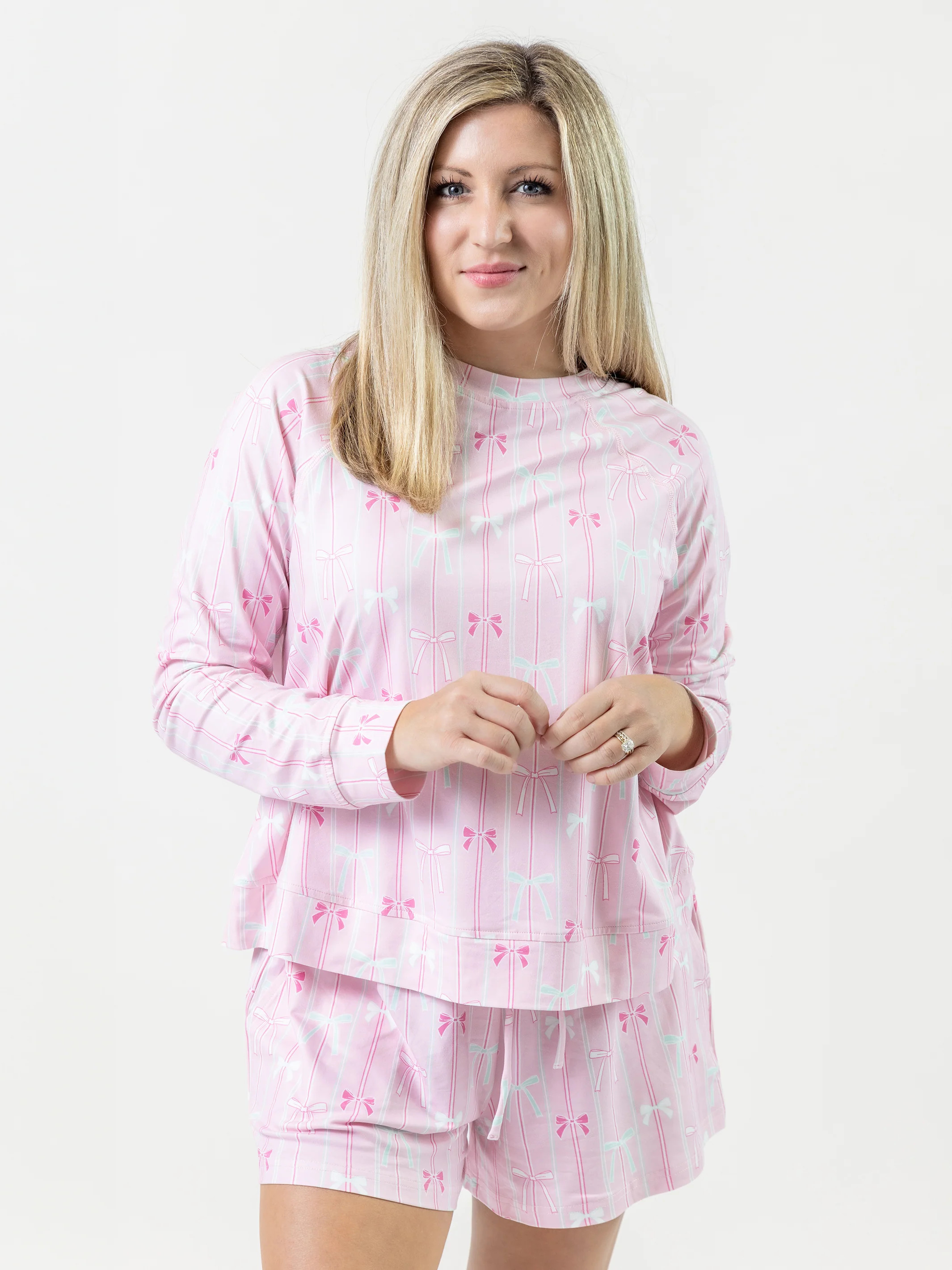 FINAL SALE - Women's Annie Shorts Set | All Wrapped Up Pink | Mary Square