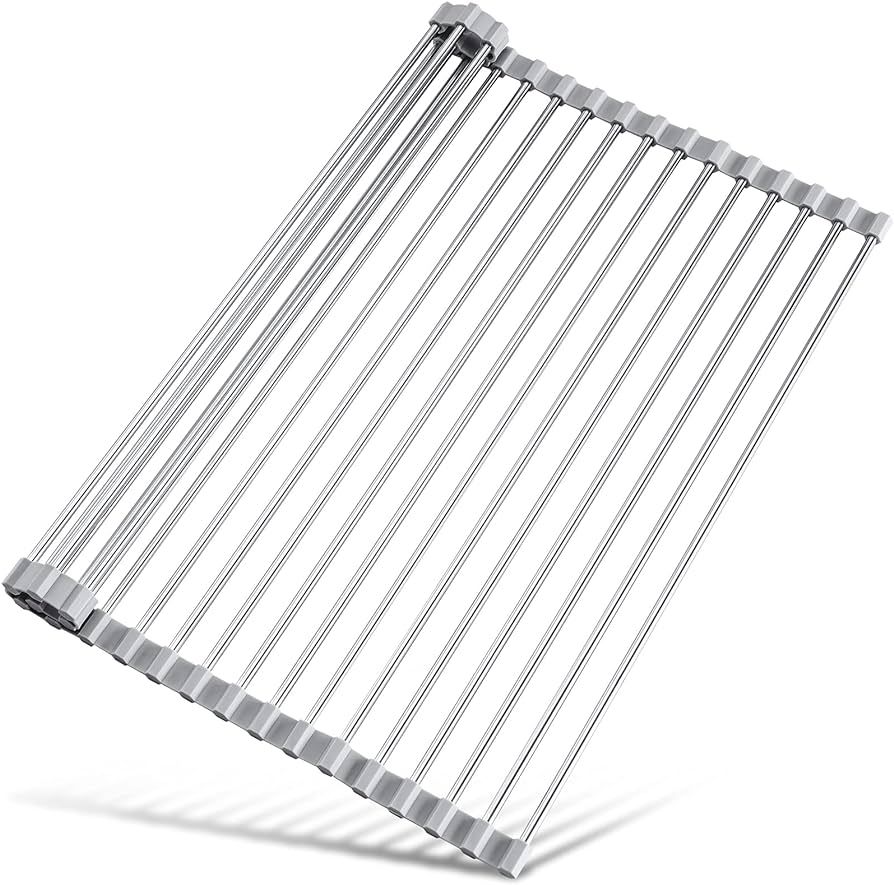 Tomorotec 17.7" x 15.5" Roll Up Dish Drying Rack Over Sink Drying Rack Sink Cover Kitchen Sink Ac... | Amazon (US)