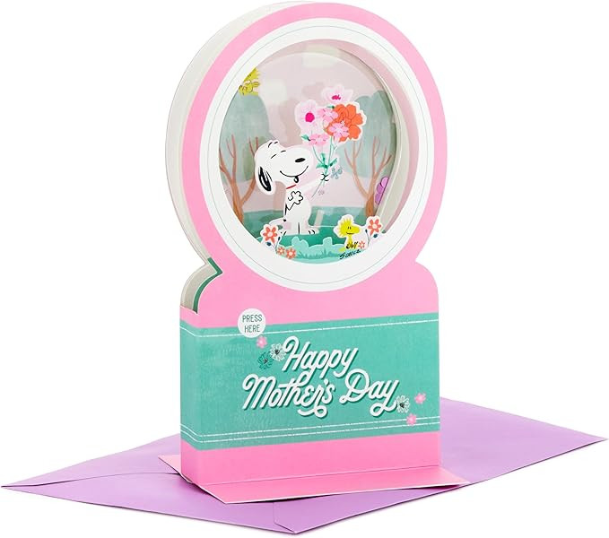 Amazon.com : Hallmark Paper Wonder Peanuts Mother's Day Pop Up Card with Music (Snoopy Snow Globe... | Amazon (US)