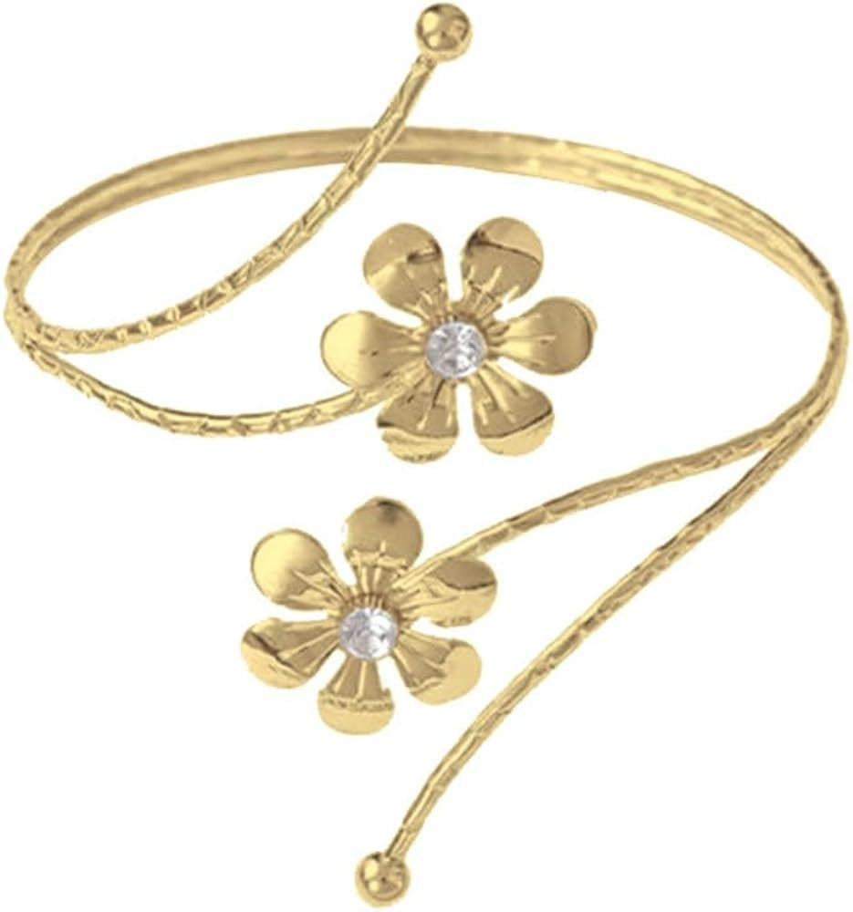 Upper Arm Bracelet Band Cuff Bangle Coil Bracelet butterfly flower Gold Armband Boho Jewelry for ... | Amazon (US)