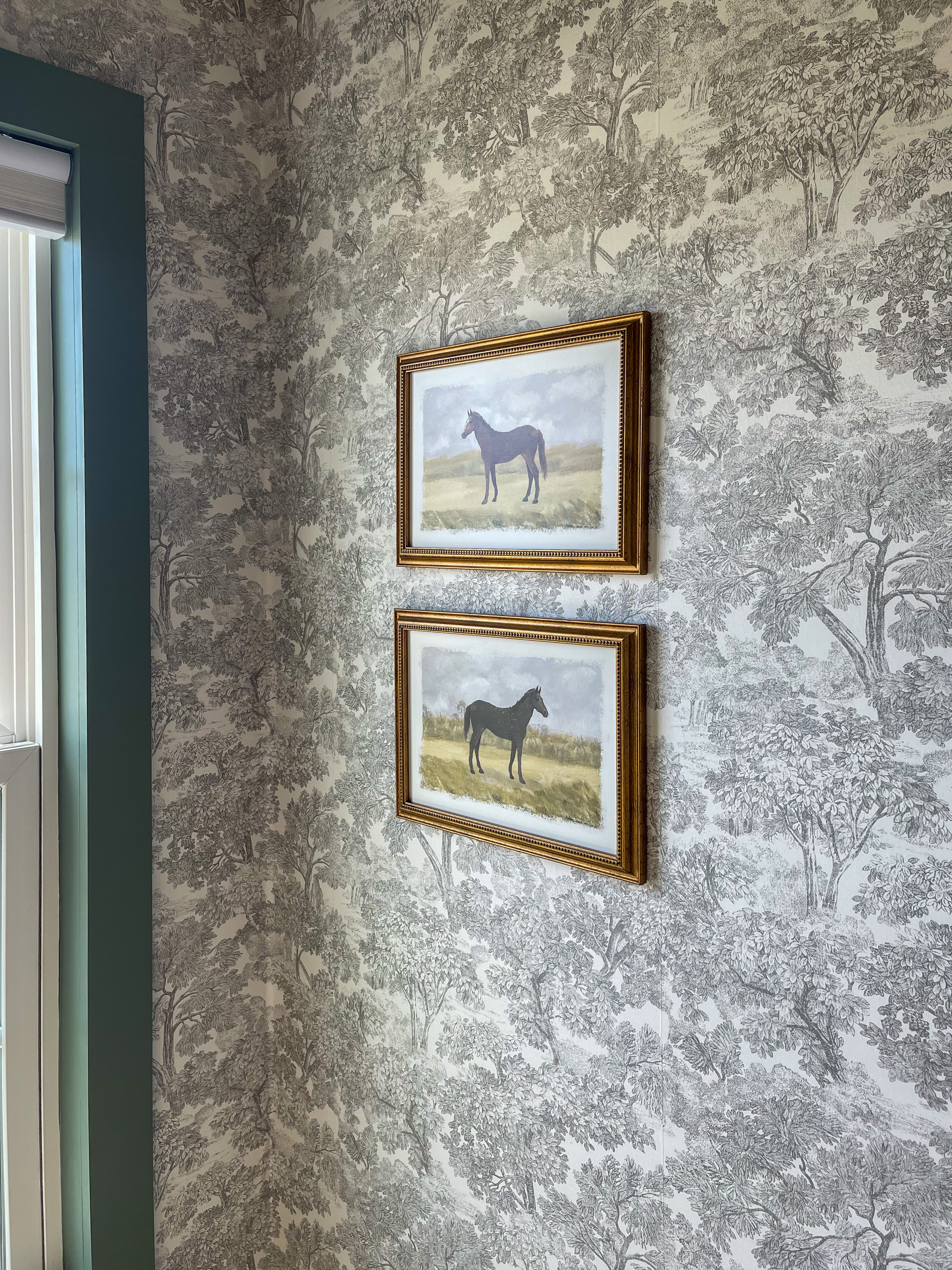 A peek at our half bathroom makeover! I used this inexpensive pre-pasted wallpaper from Amazon that gives a high-end look without the price tag. The horse prints are from Hobby Lobby and add the perfect rustic touch, though I can’t link them here. You can shop the exact wallpaper below to recreate this cozy bathroom update. 

#LTKHome