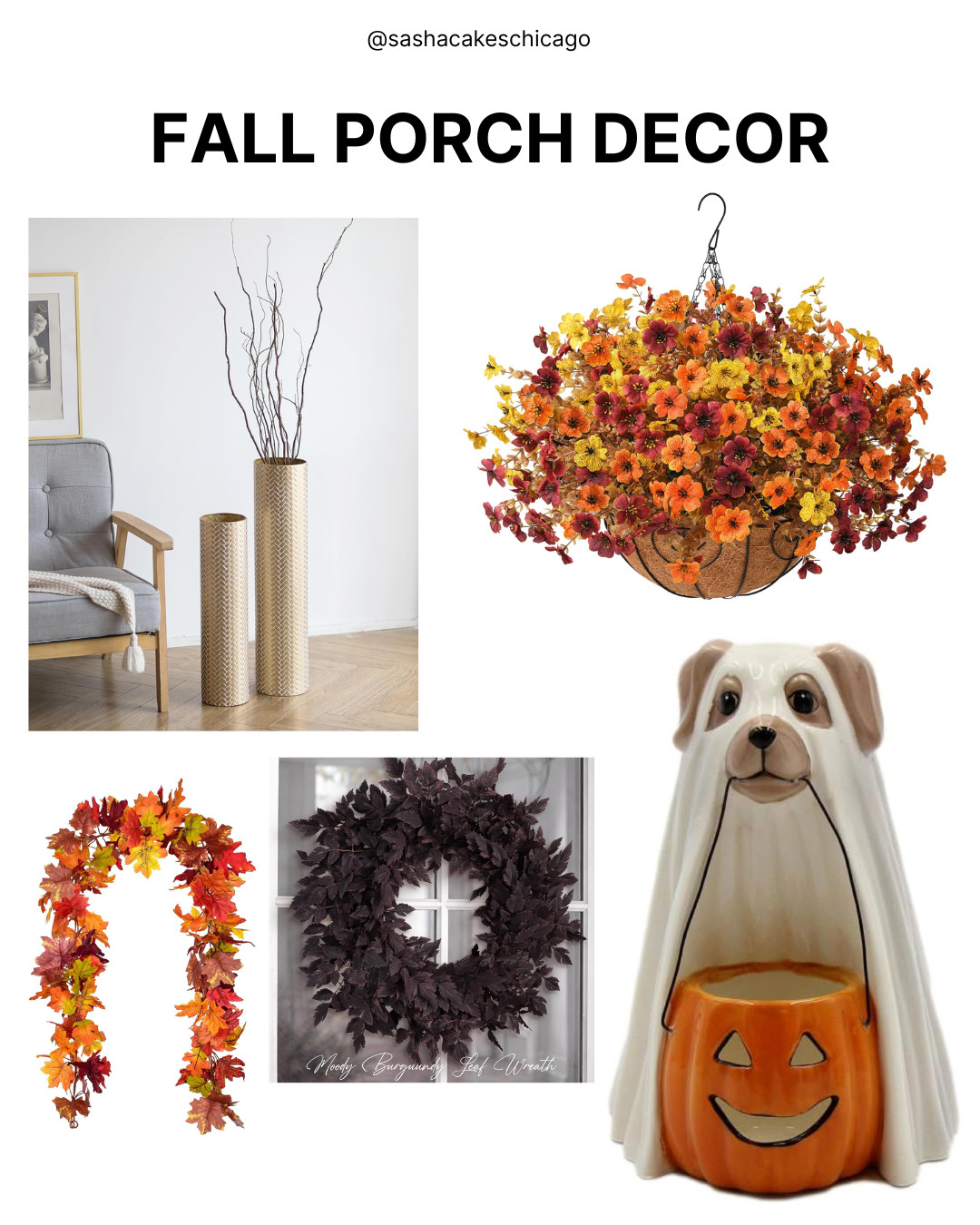 Elevate your curb appeal for autumn with these cozy fall porch decor ideas! 🍂🎃 Featuring hanging floral baskets, autumn leaf garland, a moody burgundy leaf wreath, tall floor vases, and the cutest ghost dog pumpkin planter. Tap the link to shop these seasonal entryway favorites!

Disclaimer: As an LTK creator, I may earn a small commission on qualifying purchases made through links in this post at no additional cost to you. 

 #LTKSeasonal #LTKHome