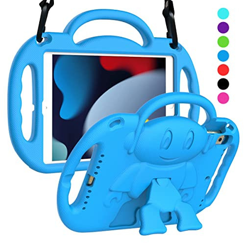 SUPLIK Kids Case for iPad 9th/8th/7th Generation (10.2 inch, 2021/2020/2019), iPad 10.2" Protective Case with Shoulder Strap Handle Stand for Apple iPad 7th/8th/9th Gen, Blue | Amazon (US)