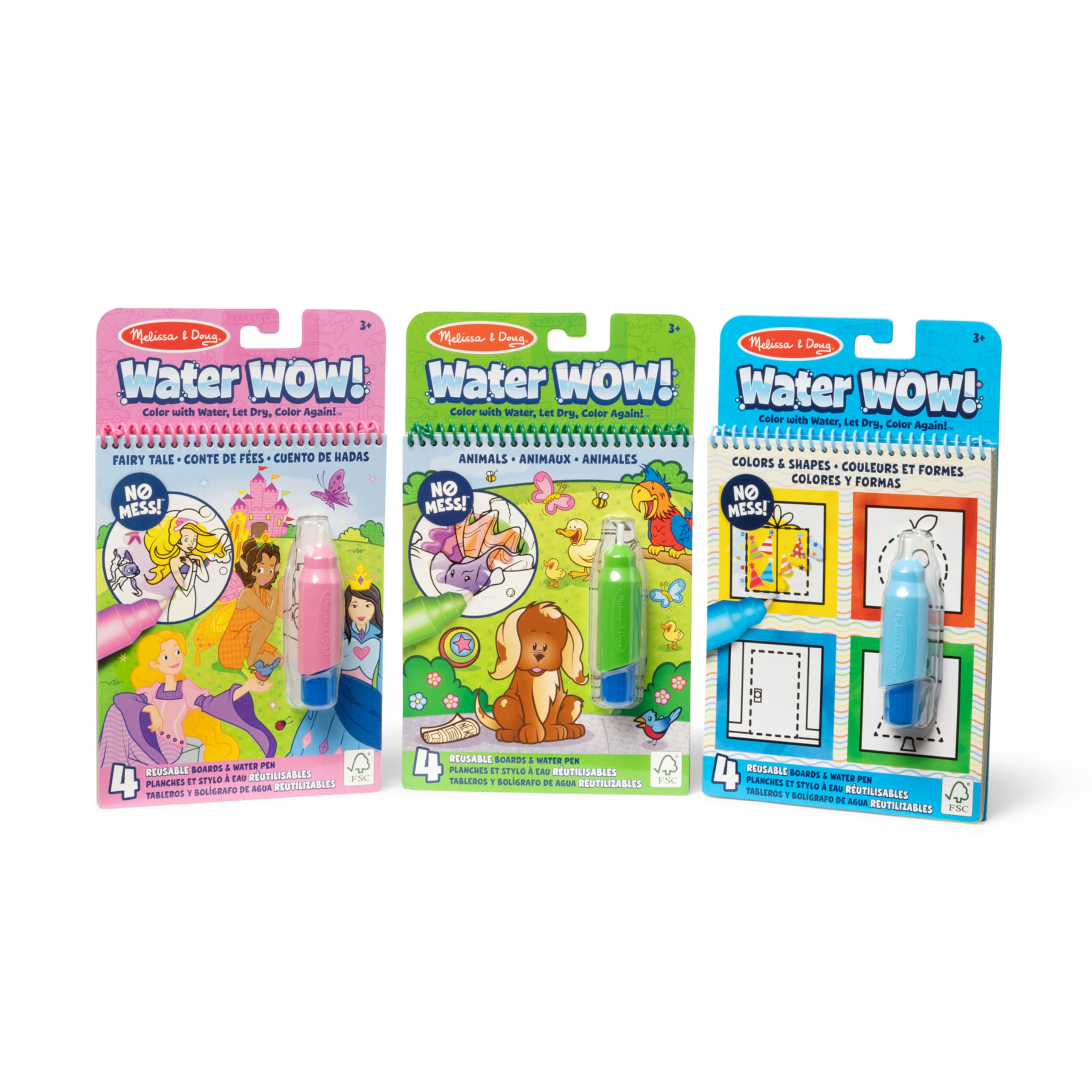 Melissa & Doug Water Wow! 3-Pack – Colors & Shapes, Fairy Tales, Animals Water Reveal Travel Ac... | Amazon (US)