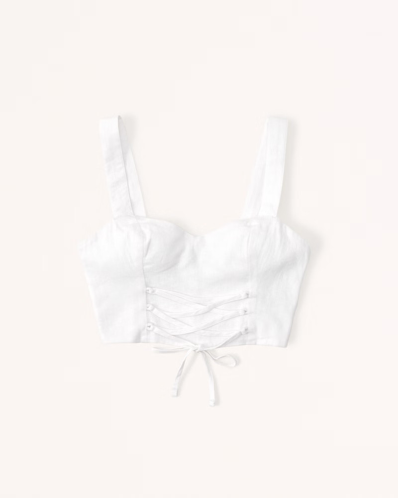 Lace-Up Linen-Blend Set Top | Abercrombie & Fitch (US)