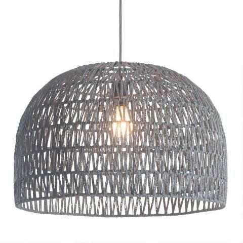 Gray Zigzag Open Weave Dome Laurel Pendant Lamp | World Market