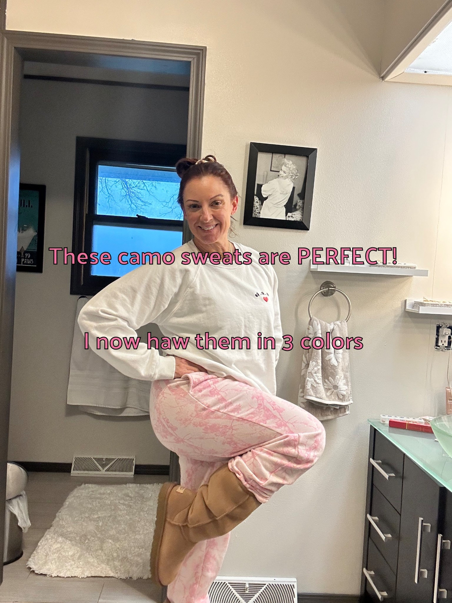 These camo sweats from Walmart are perfect! Soft, stretchy, but not too stretchy (no diaper butt) I now have them in grey and black also! (I bought 2 of each to cut them into shorts 😉)
The sweatshirt is so comfy, from I Stole my Boyfriends Shirt..I personally only buy when there’s a sale..they do personalized clothes! 

#LTKOver40 #LTKootd #LTKActive