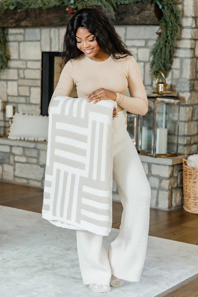 Make Me Believe Taupe Basketweave Blanket DOORBUSTER | Pink Lily