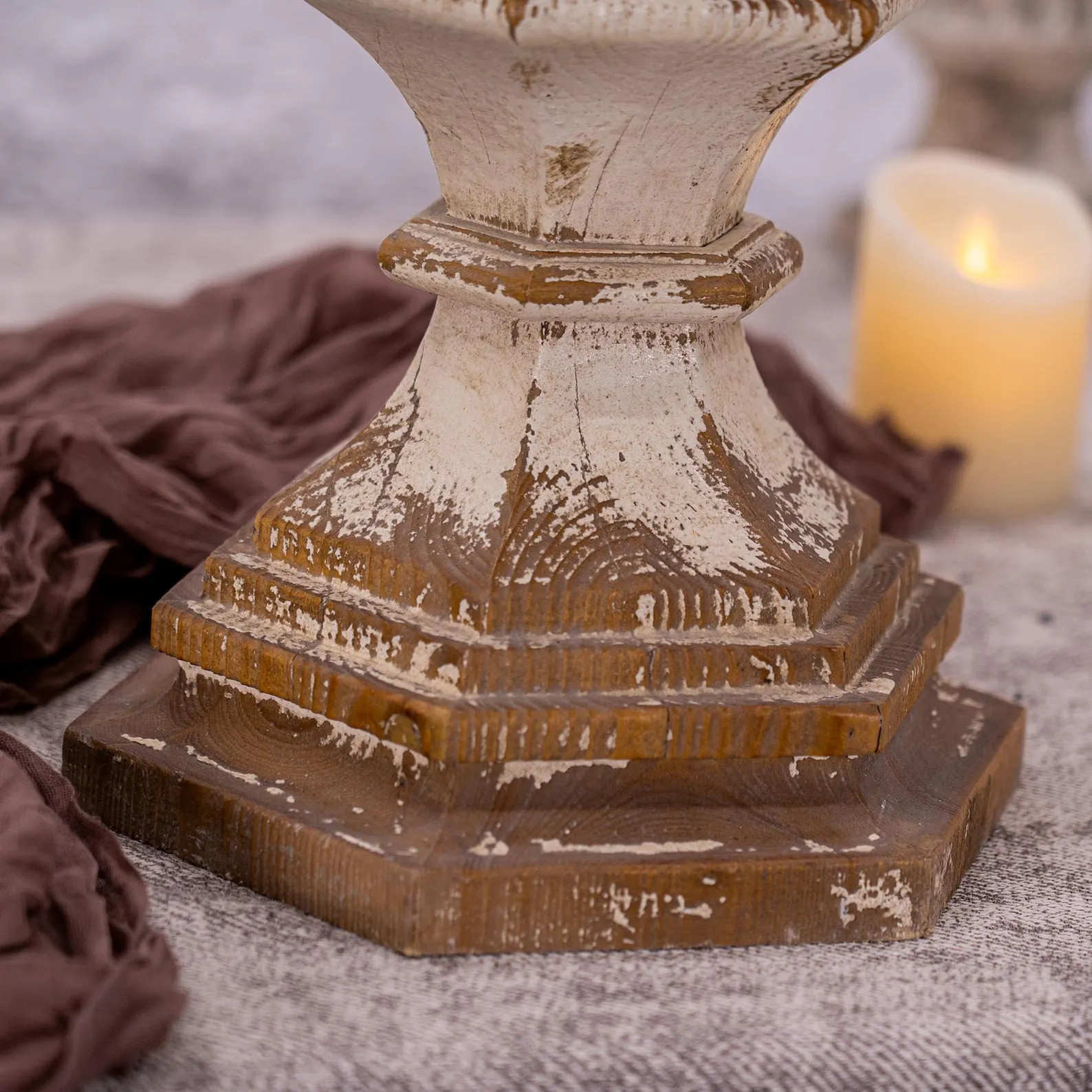 Vintage Wooden Table Lamp Distressed Metal Shade Rustic Wooden Base Elegant Home Decor - for Livi... | Etsy (US)