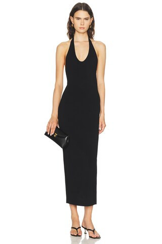 Toteme Compact Knit Halter Dress in Black | FWRD 