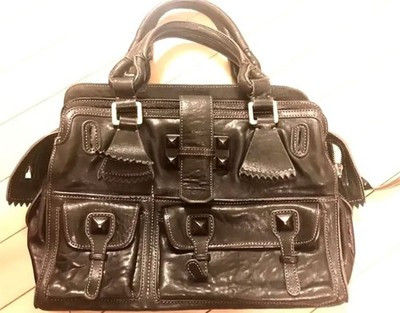 Auténtico Bolso de Mano Chloe Elvira Charol Negro Bolso de Mano Mujeres Moda Cremallera | eBay US