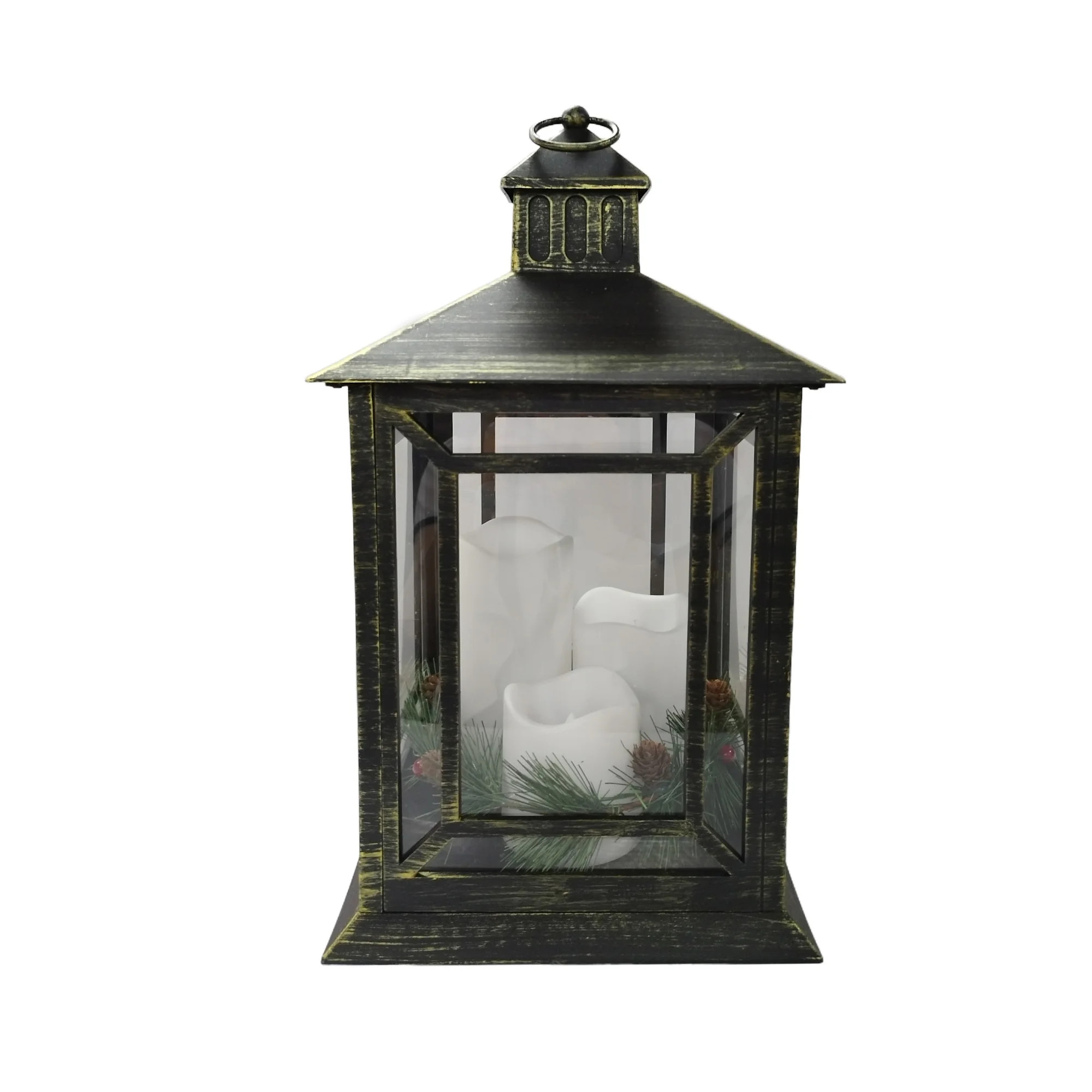 Black Copper Plastic LED Pillar Candle Lantern Outdoor Christmas Decoration, 17 in, by Holiday Ti... | Walmart (US)