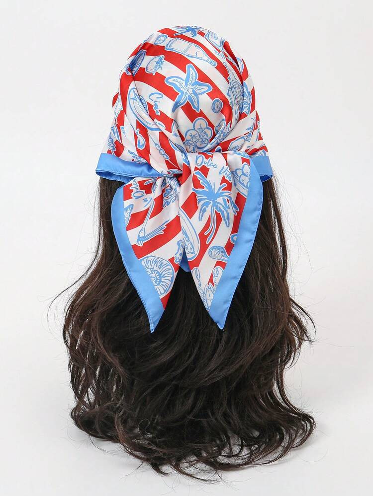 1pc Simple Printed 70cm Square Scarf, New Spring Style Bandana For Women, Versatile Waistband, Ac... | SHEIN