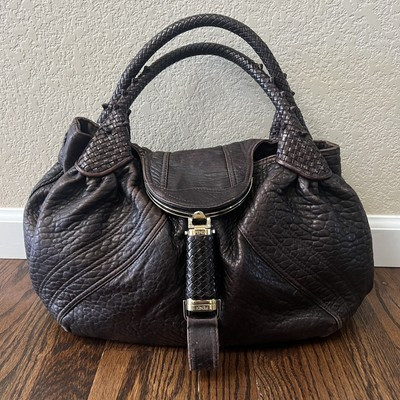 FENDI Spy Leather Handbag Hobo Shoulder  Purse Zucca Pattern Leather Authentic  | eBay | eBay US