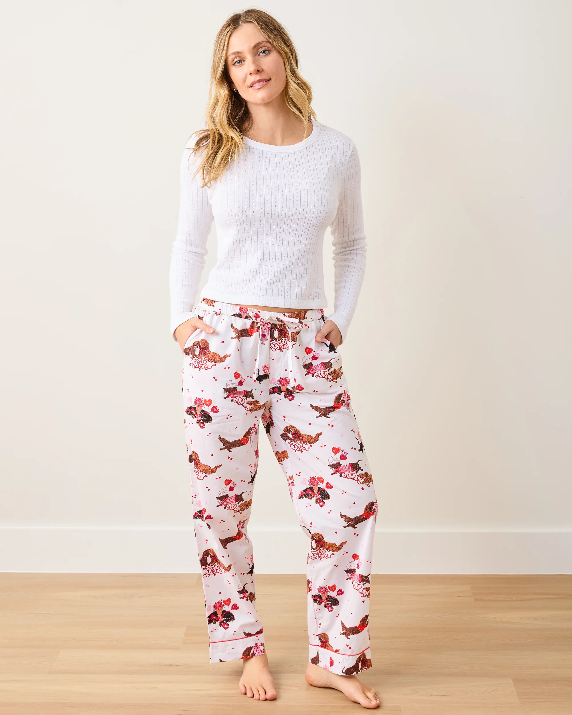 Dachshund Date - Petite PJ Pants - Cloud S/P | Printfresh