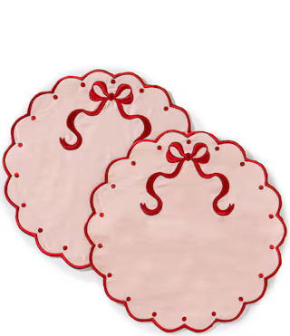 Southern Living Pink Scalloped & Embroidered Placemat with Bow, Set of 2 | Dillard's | Dillard's