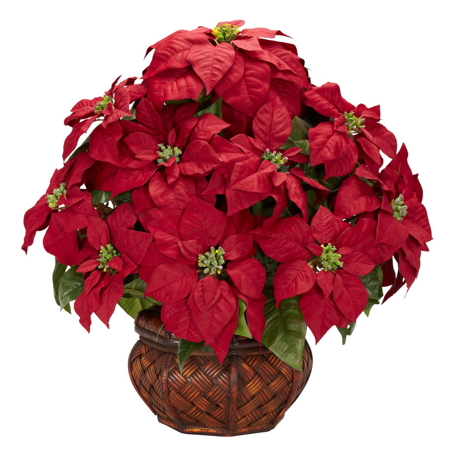 Nearly Natural 1265 22in. Poinsettia with Decorative Planter Silk Arrangement 35" x 12" x 12" | Amazon (US)