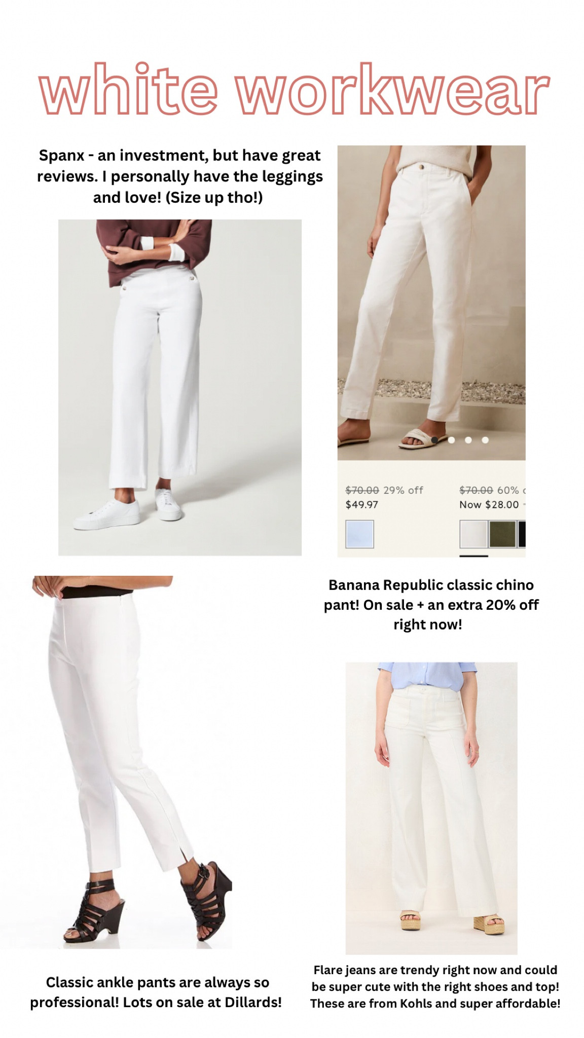 White pants for work! 

#LTKworkwear #LTKunder50 #LTKunder100
