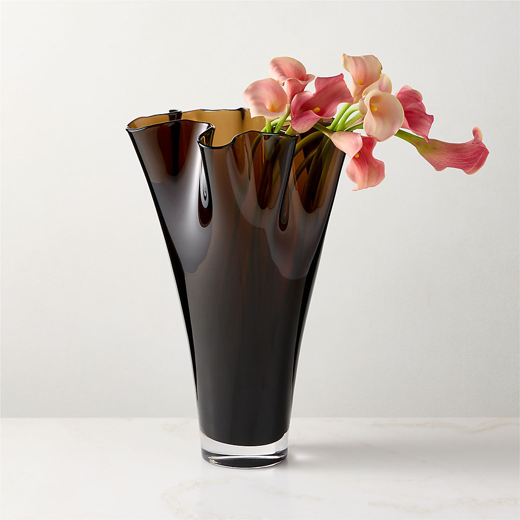 Semele Handblown Amber Glass Vase Large 13" + Reviews | CB2 | CB2
