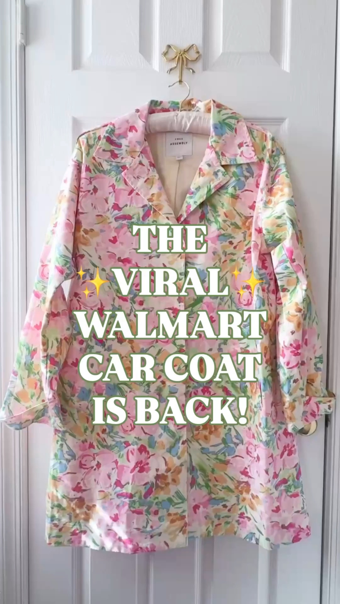 Walmart floral jacket, Walmart car coat, floral spring jacket, Lilly Pulitzer look for less, spring outfits women, Easter outfit women, preppy spring jacket, statement jacket women

The viral Walmart floral car coat is finally back, and this is absolutely the one I would not wait on.

This is the jacket people kept asking about after it disappeared almost immediately the first time. The print is the whole story — bright painterly florals in pink, green, yellow, and soft spring pastels with very strong Lilly Pulitzer look-for-less energy. It feels Palm Beach, polished, colorful, and exactly right for spring.

The car coat shape is what makes it so good. It gives structure without feeling heavy, instantly pulls an outfit together, and turns basics into a full look. White denim, a simple tee, a spring dress, cropped pants, sandals, flats — it makes everything look more styled.

The fabric is 98% cotton and 2% spandex, so it has that crisp, structured feel with a little bit of ease. This is not just a cute floral print. It is a true statement spring jacket with shape, color, and outfit-making power.

Wear it for Easter, brunch, garden parties, spring vacation, church, lunch dates, casual work outfits, or any day you want your outfit to look intentional in one step.

If you missed it the first time, this is the second chance. And based on how fast it vanished before, I would move quickly.

Walmart floral jacket, Walmart car coat, Walmart floral coat, Walmart spring jacket, floral jacket women, floral coat women, spring jacket women, spring coat women, statement jacket women, Lilly Pulitzer look for less, Lilly Pulitzer inspired, preppy spring outfit, spring outfits women, Easter outfit women, garden party outfit, brunch outfit women, Palm Beach style, colorful spring jacket, Free Assembly jacket, Walmart fashion finds, Walmart style women

#WalmartStyle #GoingViral #LillyPulitzer #LookForLess #SpringJacket

#LTKSeasonal #LTKWorkwear #LTKTravel