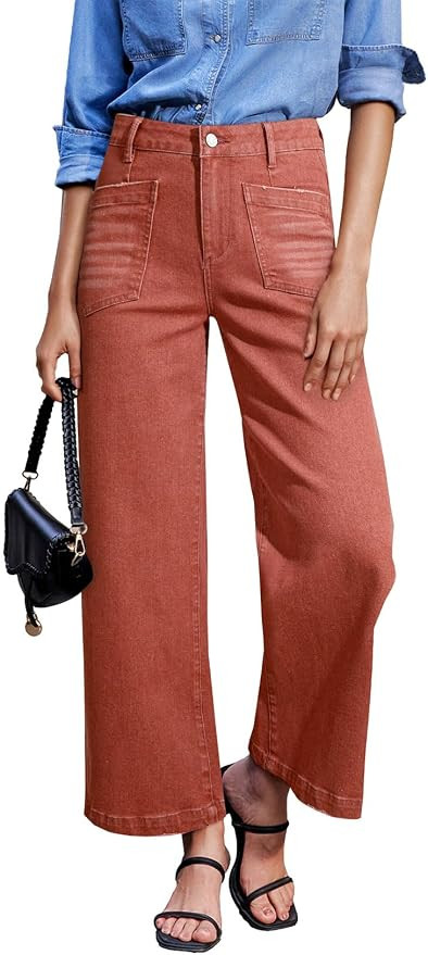 Sidefeel Wide Leg Jeans for Women High Waisted Stretchy Ankle Denim Pants | Soft Comfy Denim Jean... | Amazon (US)