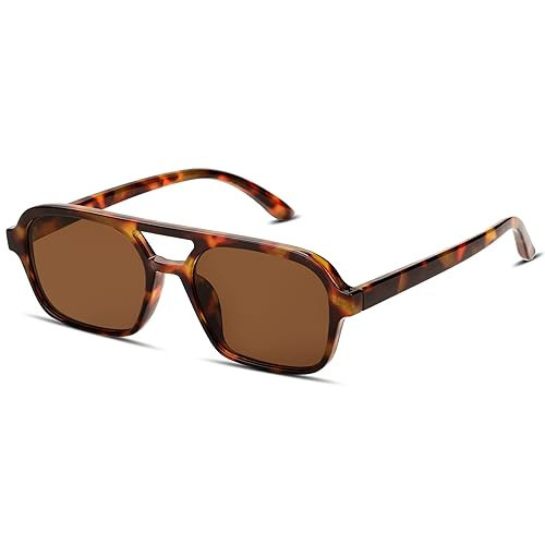 TruFabV Vintage 70s Sunglasses for Women Men Retro Square Aviator Sun Glasses (Tortoise Shell) | Amazon (US)