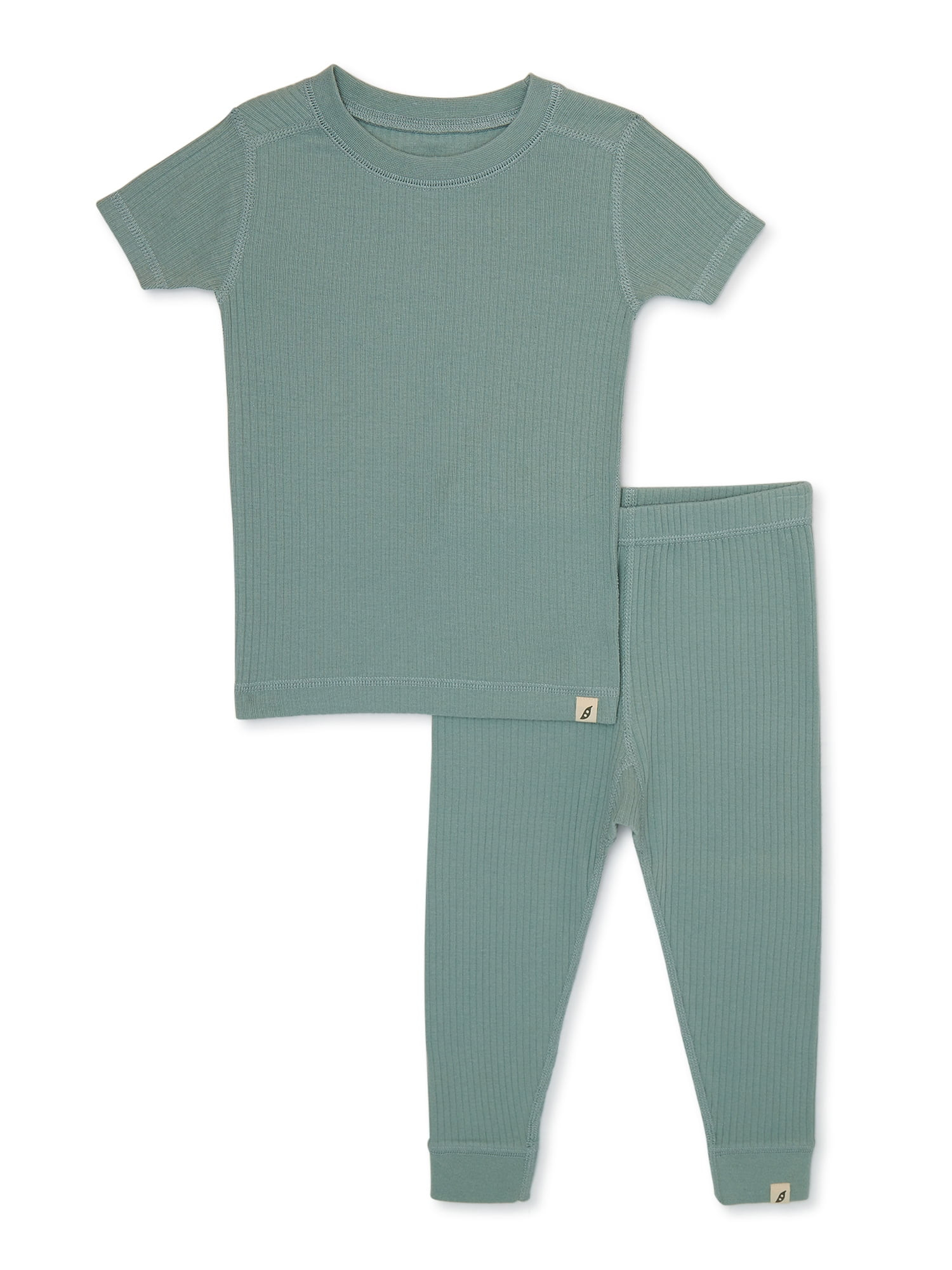 easy-peasy Toddler Unisex Organic Short Sleeve Top and Pants Pajama Set, 2-Piece, Sizes 12M-5T | Walmart (US)