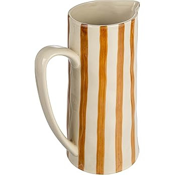 Creative Co-Op Hand-Painted Stoneware Stripes, Multicolor Pitcher, Multi | Amazon (US)