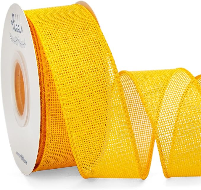 Ribbli Yellow Burlap Wired Ribbon,1-1/2 Inch x 10 Yard, Wired Edge Ribbon for Big Bow,Wreath,Tree... | Amazon (US)