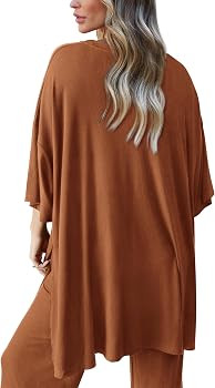 PRETTYGARDEN Women's 2 Piece Outfits Casual Short Sleeve Pullover Tops and Wide Leg Pants Lounge ... | Amazon (US)