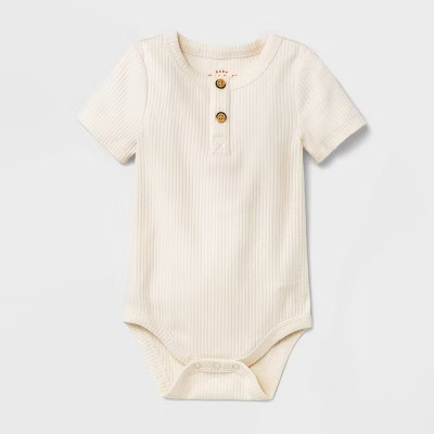 Baby Boys' Rib Henley Bodysuit - Cat & Jack™ Off-White | Target