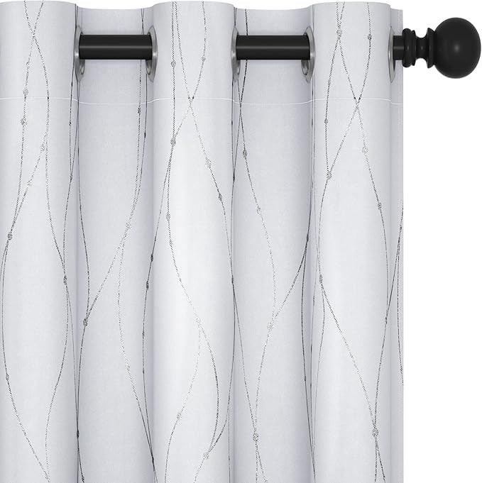 Deconovo Bedroom Curtains, Room Darkening Drapes, Thermal Insulated Soundproof Panel, Silver Wave... | Amazon (US)