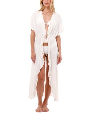 White Bloom Front-Tie Ruffle Kimono | Bloomingdale's (US)