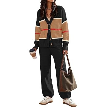 Women's 2 Piece Outfit Lounge Sets Trendy Cardigan Sweater Set Loungewear | Amazon (US)