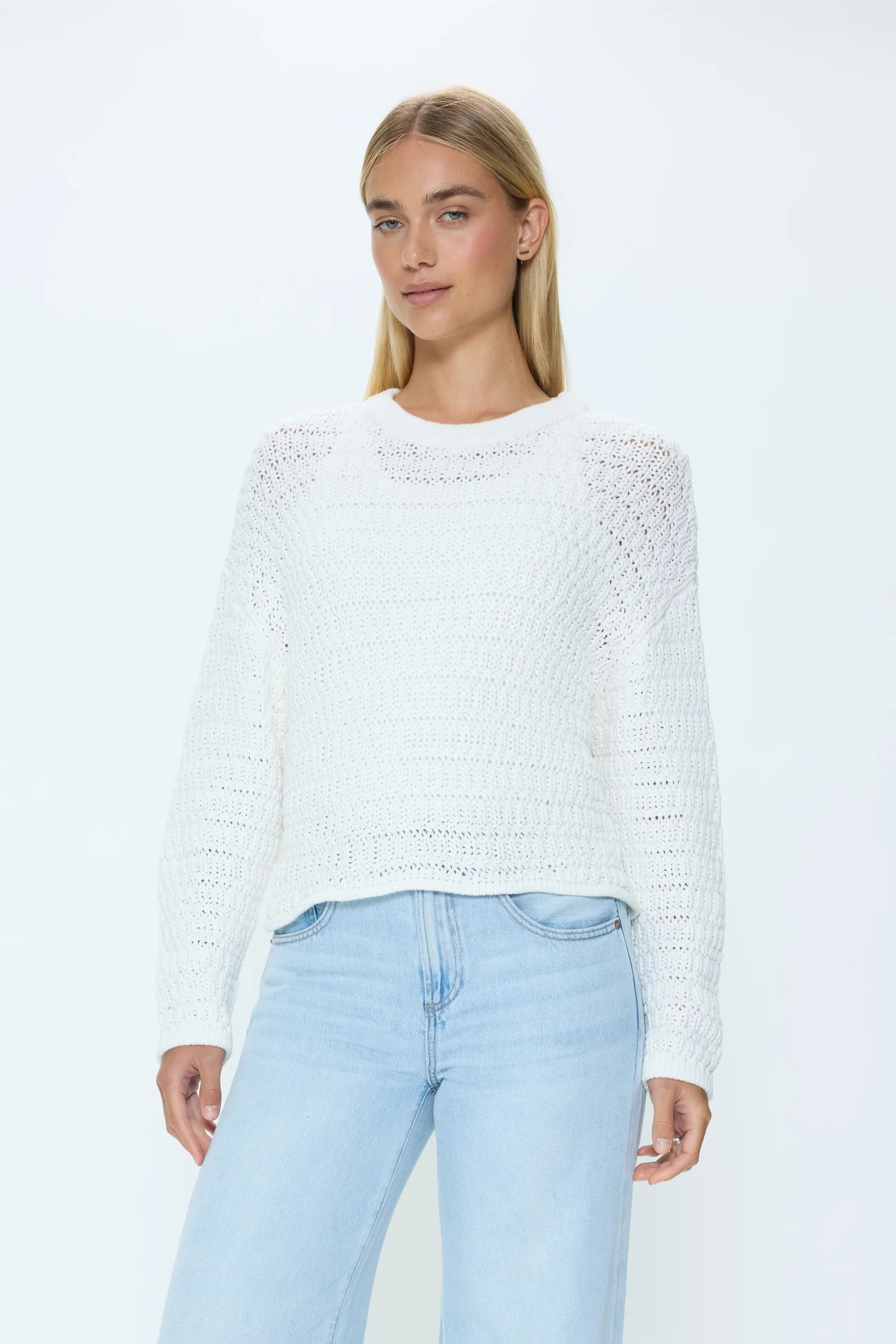 Katya Relaxed Crew Neck Sweater - Le Blanc | Pistola Denim