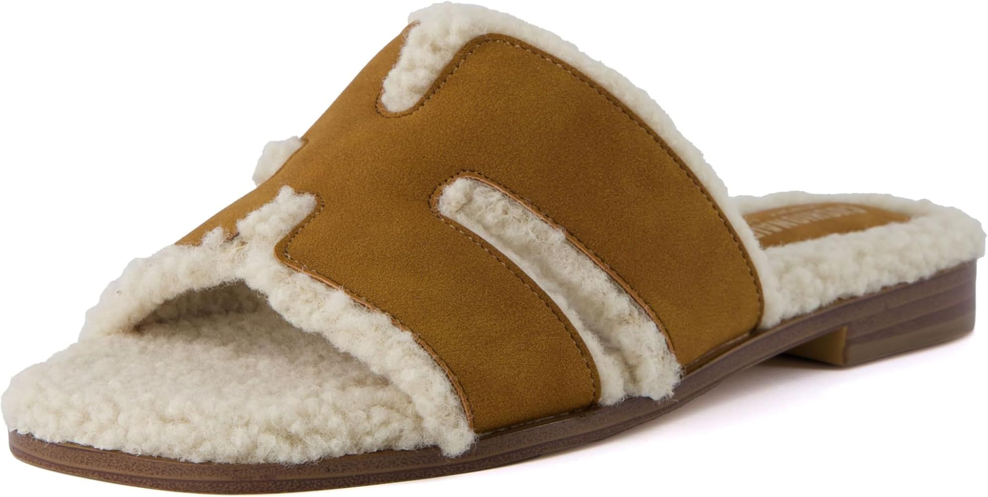 CUSHIONAIRE Women's Voyage Fur Faux Shearling lined slide sandal +Memory Foam, Wide Widths Availa... | Amazon (US)