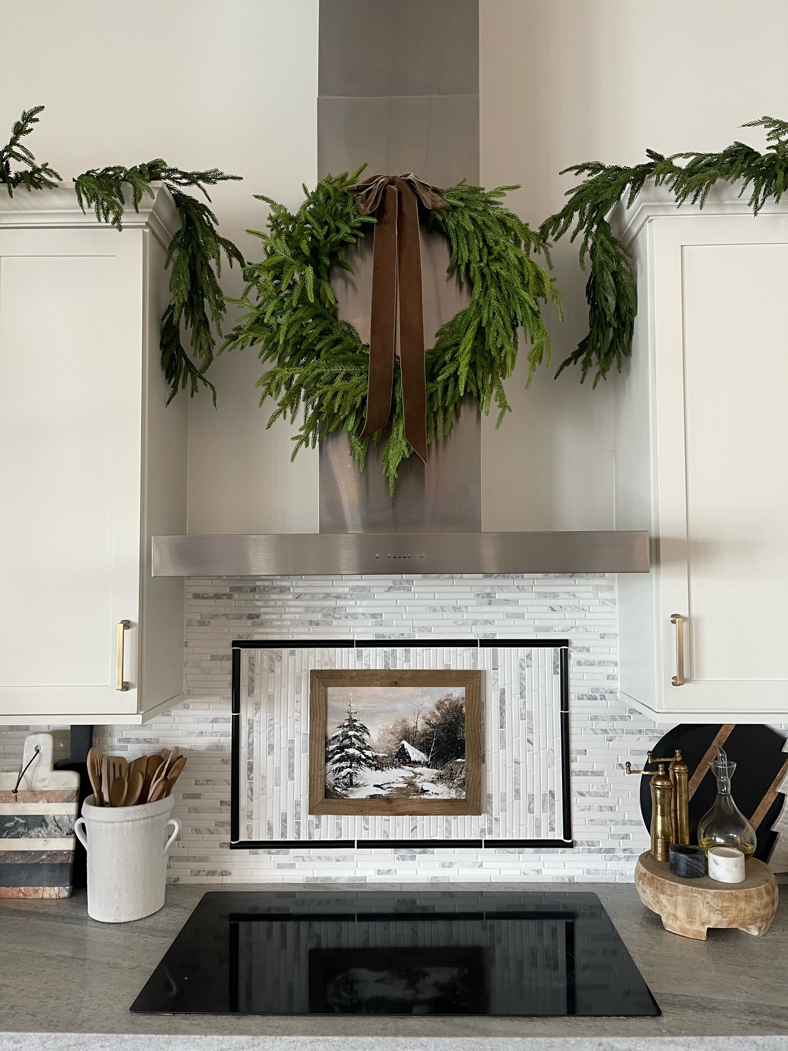 Kitchen Christmas Decor
Norfolk pine garland, Norfolk pine wreath, brown velvet ribbon, winter print
#founditonamazon #collectionprints

#LTKhome #LTKSeasonal #LTKHoliday