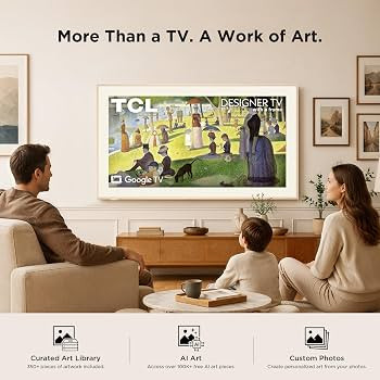TCL 55" Designer Series Picture Frame TV, QLED 4K, 55A300L, 2026 Version | Amazon (US)