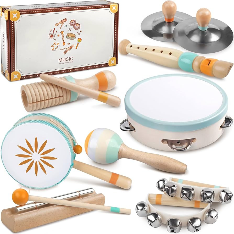 Baby Musical Instruments - Montessori Musical Toys for Toddlers 1-3, Wooden Percussion Instrument... | Amazon (US)