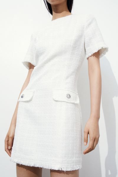 Bouclé Dress - White - Ladies | H&M US | H&M (US + CA)