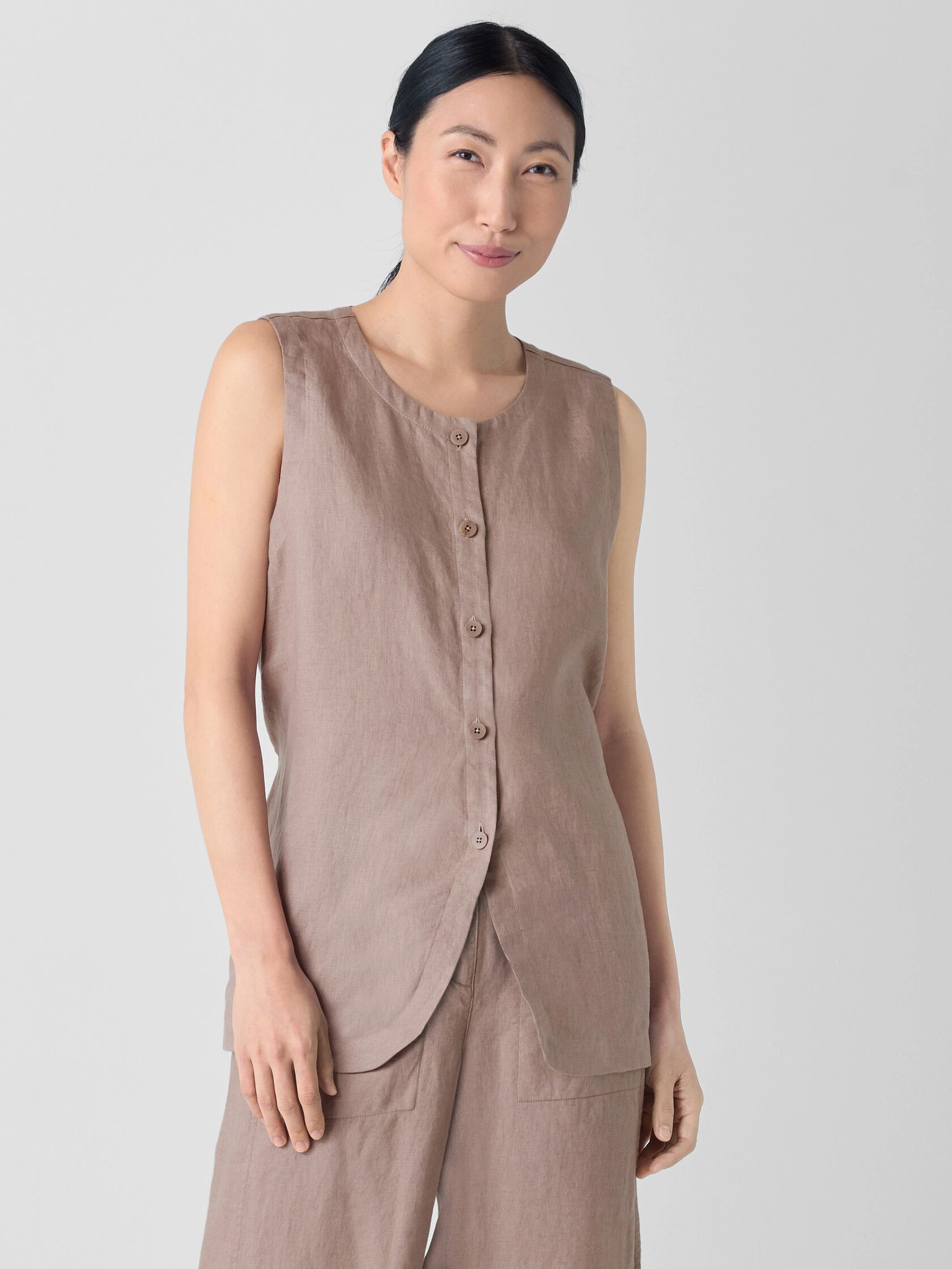 Organic Linen Long Vest | Eileen Fisher