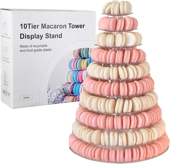 10 Tiers Macaroon Tower Stand, Round Macaron Tower Cake Display Rack Plastic Cupcake Stand Macaro... | Amazon (US)
