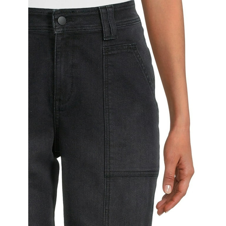 Time and Tru Women's Mid Rise Straight Utility Pants, 27" Inseam, Sizes 2-20 | Walmart (US)